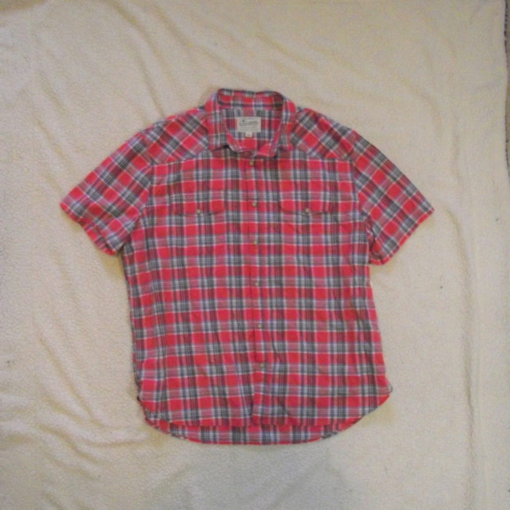 Lucky Brand Red Plaid Button Down Shirt